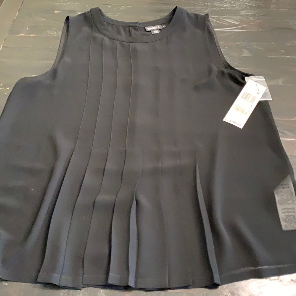 Never worn black silk tank top size large with tags